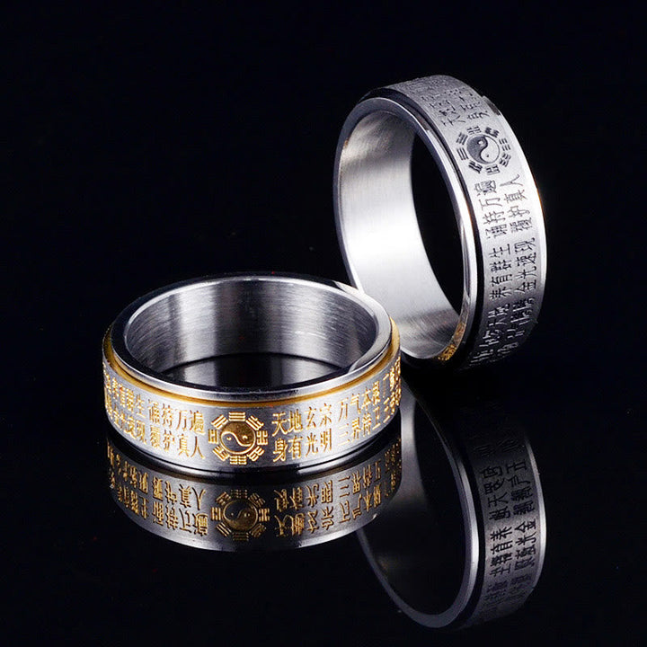Ring Titanstahl Yin Yang Bagua Balance Fengshui Harmonie