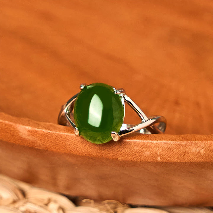 Ring Echte Jade – Fülle Silvery