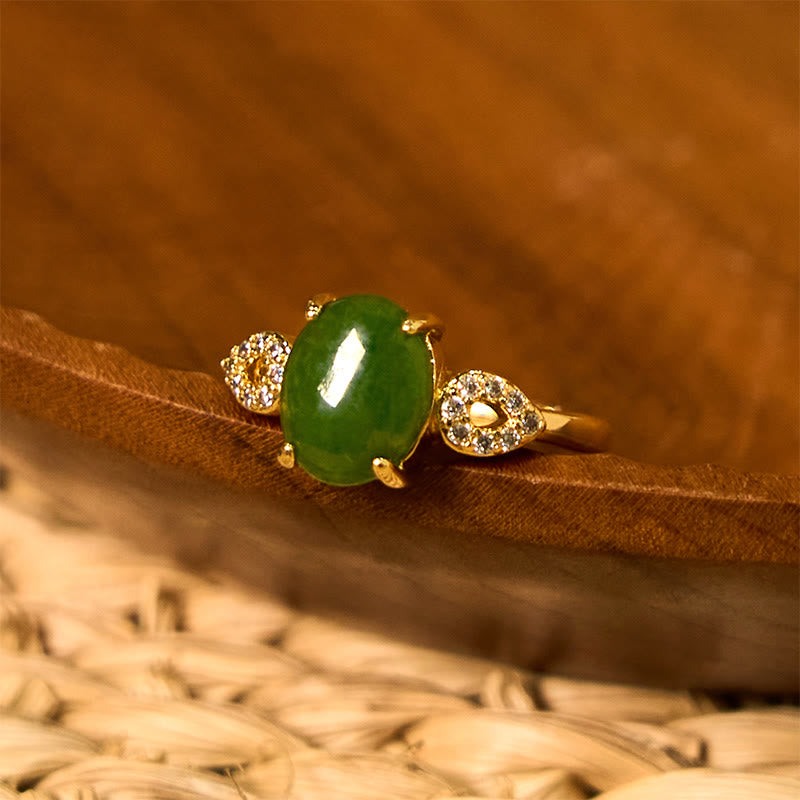 Ring Echte Jade – Wohlstand Golden
