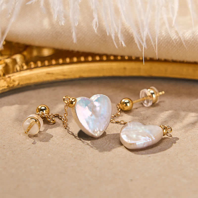 Ohrringe Perlen Herz Optimismus Gold Boho Schmuck spirituell Ohrhänger elegant