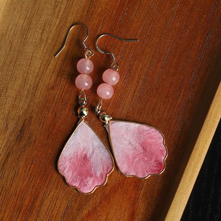 Rosa Ohrhänger Seide Samt Boho Schmuck Glück Schutz spirituell Ohrringe