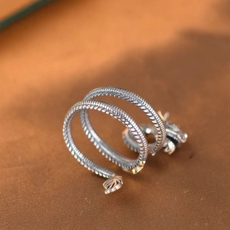 Ring Drachen Schutz Silber Wicklung Feng Shui Schmuck Symbol