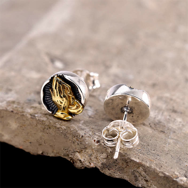 Namaste Ohrringe Sterlingsilber betende Hände Boho Schmuck spirituell Ohrstecker