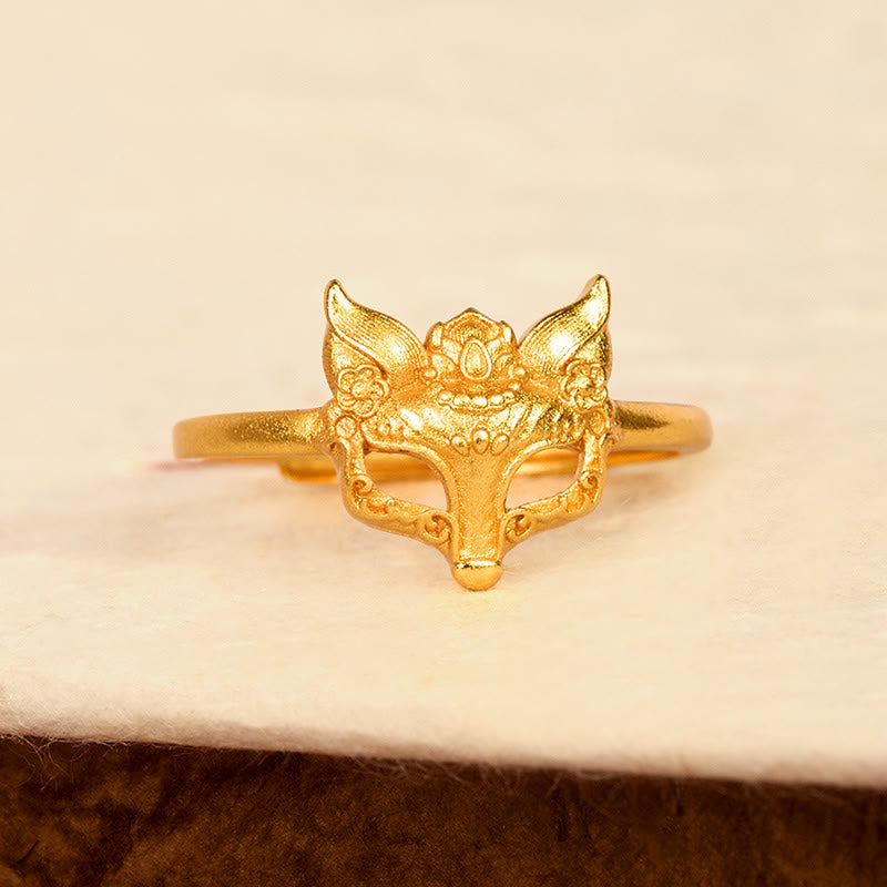 Ring Vergoldetes Messing Fuchsmaske Feng Shui Glück Schutz