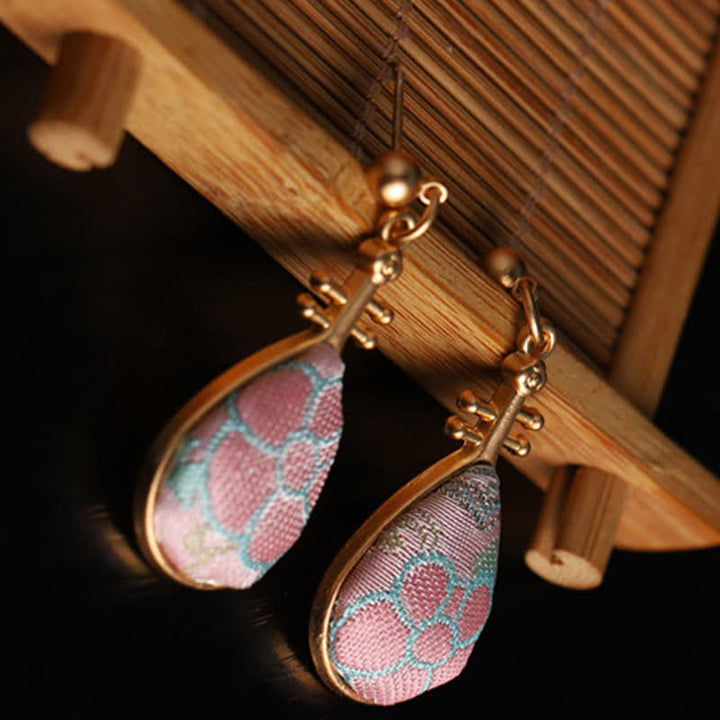 Ohrringe Song-Brocade Pipa – Harmonie rosa Brokat Boho Schmuck spirituell