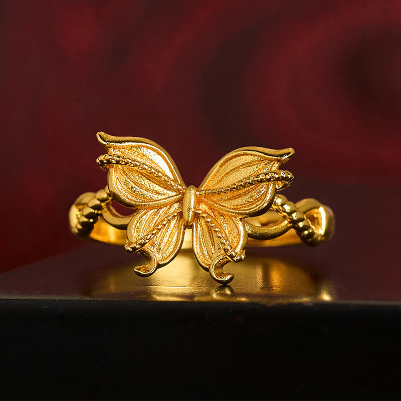 Goldener Schmetterling Ring Vergoldetes Messing Symbol Liebe Glück
