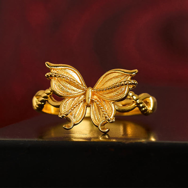 Goldener Schmetterling Ring Vergoldetes Messing Symbol Liebe Glück