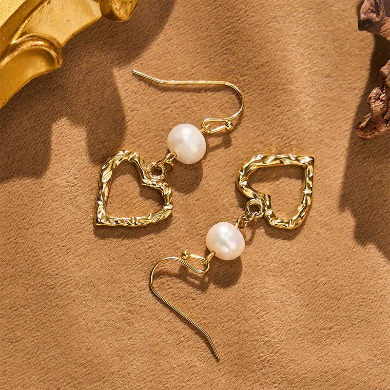 Ohrringe Perlen Herz gold Boho Schmuck spirituell Ohrhänger elegant