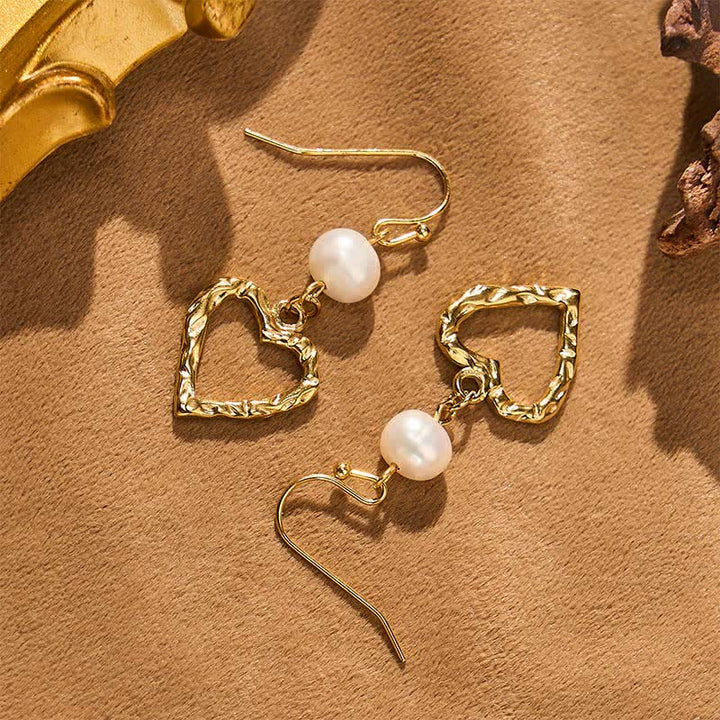 Ohrringe Perlen Herz gold Boho Schmuck spirituell Ohrhänger elegant