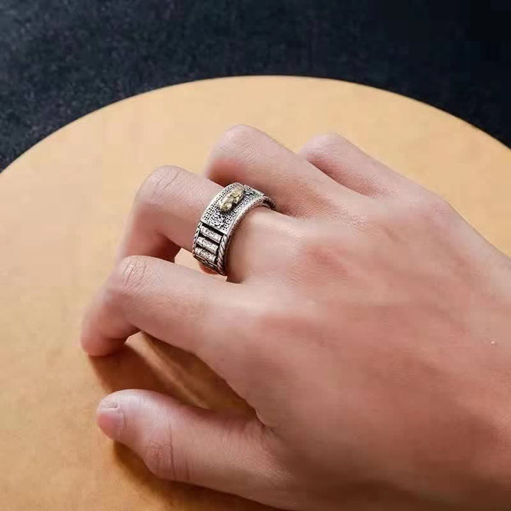 Ring Pixiu Paar Silber getragen an Hand Glück Wohlstand Feng Shui