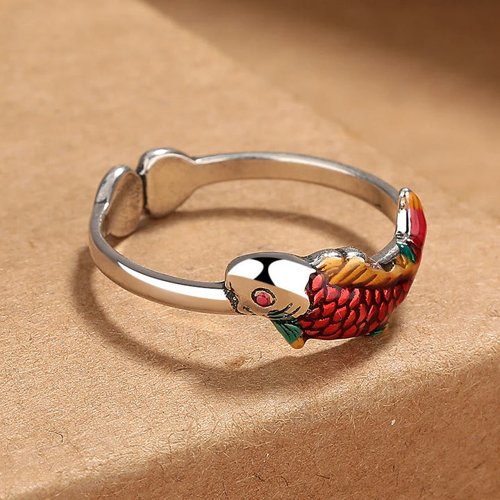 Koi Fisch Ring Silber rot Gold Feng Shui Glück Wohlstand