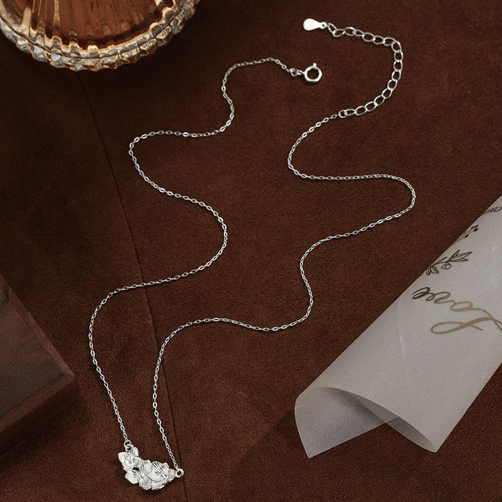 Sterlingsilber Kette mit Blume Anhänger versilbert eleganter Schmuck Segen