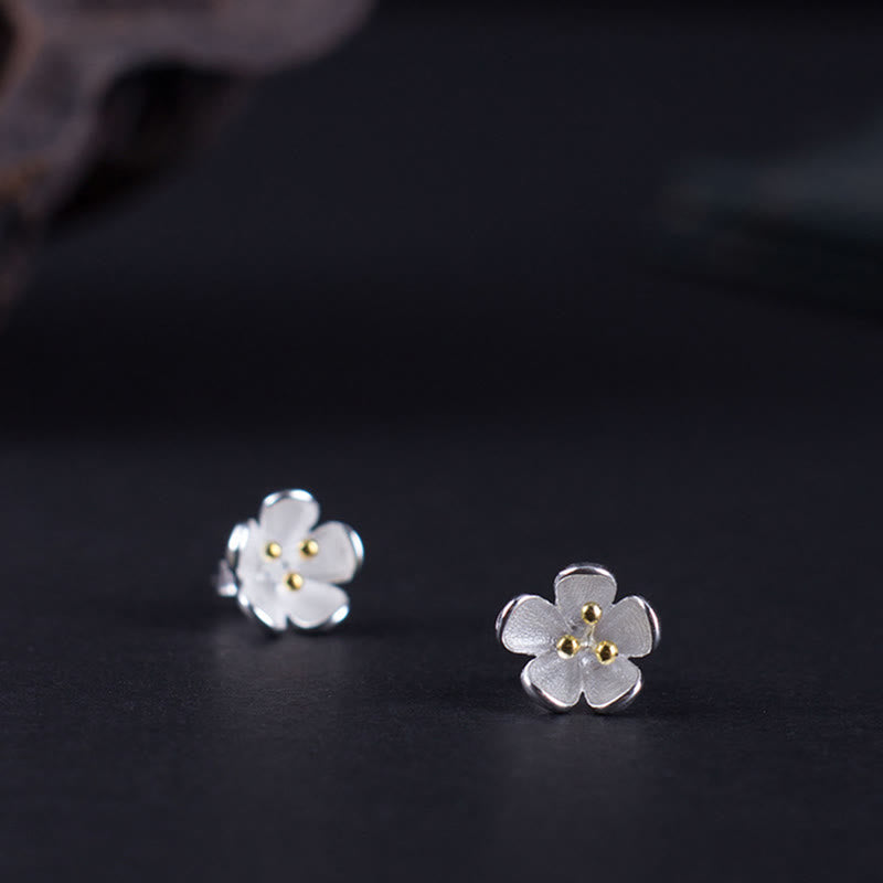 Blüten Ohrringe Sterlingsilber Goldene Staubblätter zarter Boho Schmuck spirituell