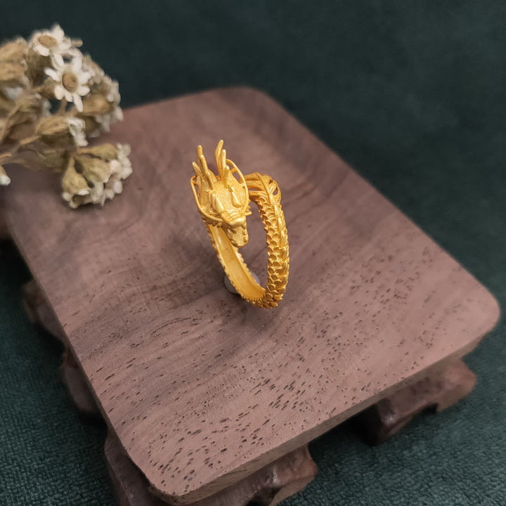 Goldener Drachen Ring Symbol Erfolg Stärke Schutz Fengshui