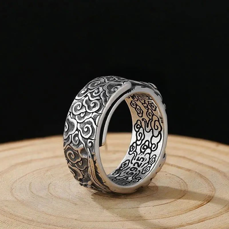 Guan Gong Ring Silber Feng Shui Glückswolken Wohlstand Schmuck Fingerring
