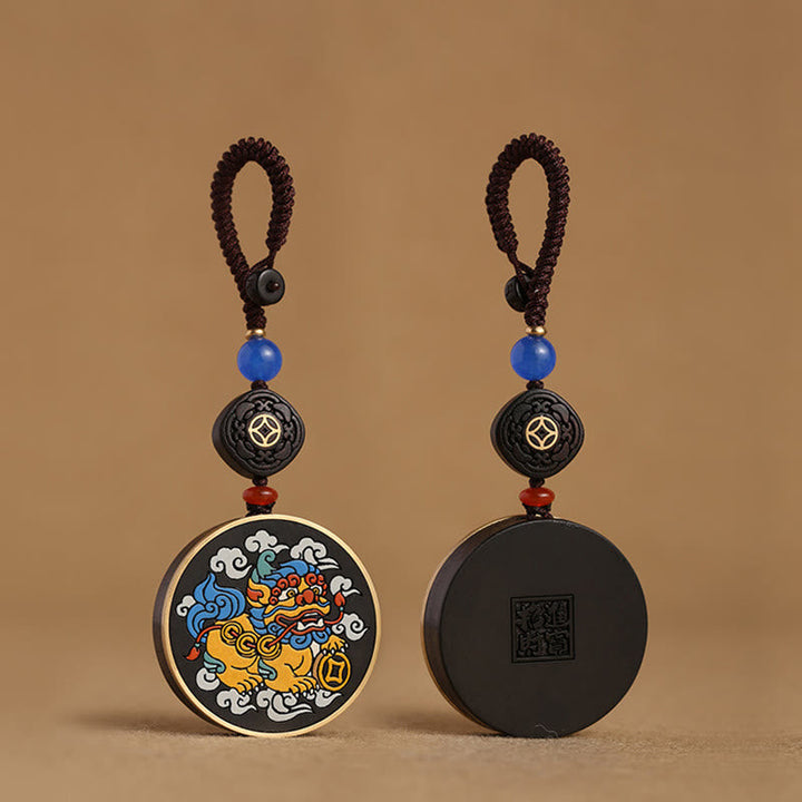 Schlüsselanhänger Pixiu Ebenholz Wohlstand Feng Shui Glücksbringer spirituell Anhänger
