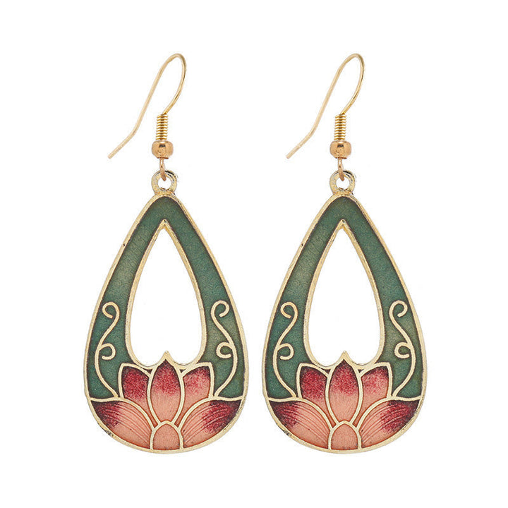 Ohrringe Lotus Schmetterling Blume Emaille grün rosa Boho Schmuck spirituell
