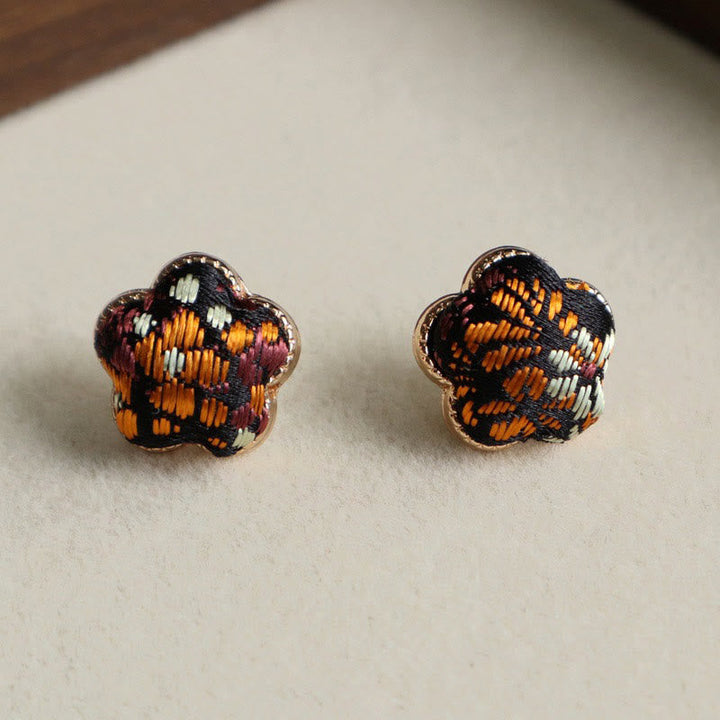 Ohrringe Songbrocade Blume Balance bestickt bunt Boho Schmuck Ohrstecker spirituell