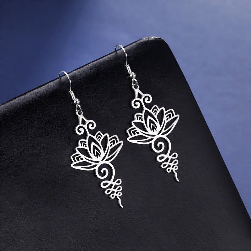 Ohrringe Edelstahl Lotus Silber Boho Schmuck spirituell Ohrhänger filigran