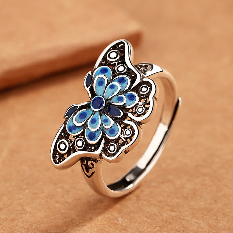 Ring Emaille Blau Schmetterling – Liebe
