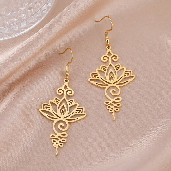 Ohrringe Edelstahl Lotus gold Unalome Boho Schmuck spirituell Ohrhänger