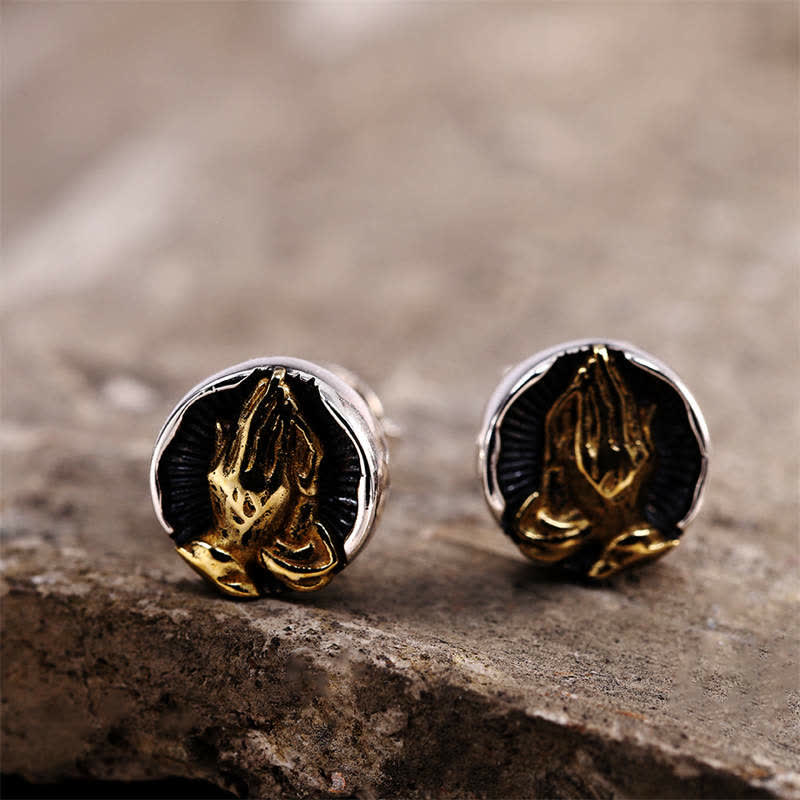 Namaste Ohrringe Sterlingsilber goldene betende Hände Boho Schmuck spirituell
