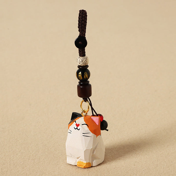 Schlüsselanhänger Om Mani Padme Hum Katze Holz