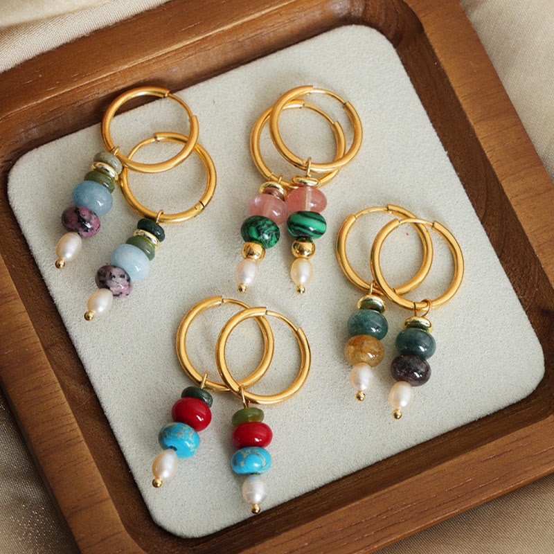 Ohrringe Roter Achat Perle Marnyi-Stein Gold Boho Schmuck spirituell Ohrhänger