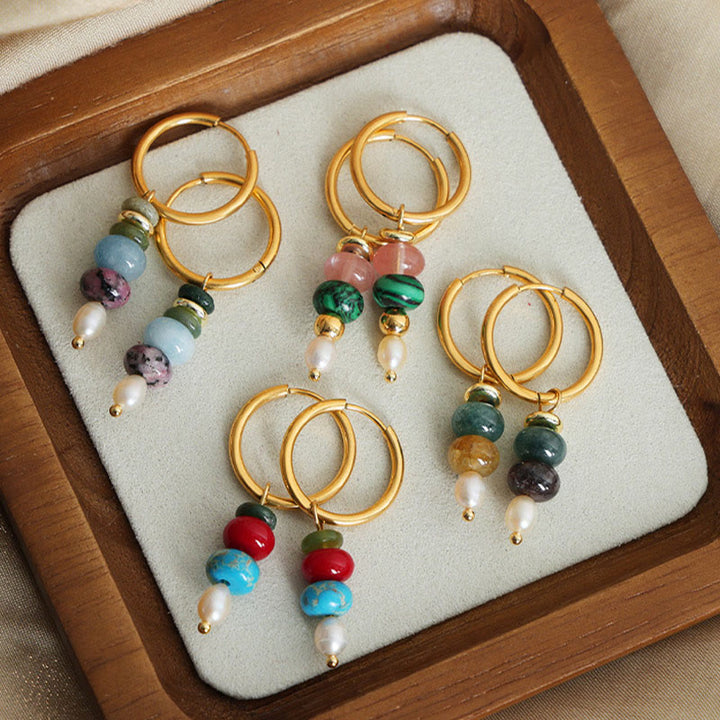 Ohrringe Roter Achat Perle Marnyi-Stein Gold Boho Schmuck spirituell Ohrhänger