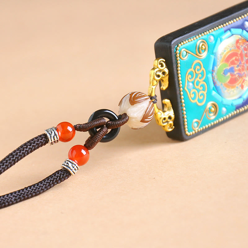 Schwarze Kette rote Perlen weißer Medizin-Buddha Anhänger Schmuck