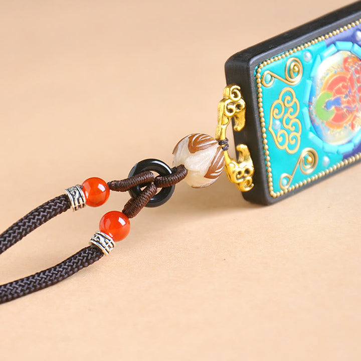 Schwarze Kette rote Perlen weißer Medizin-Buddha Anhänger Schmuck