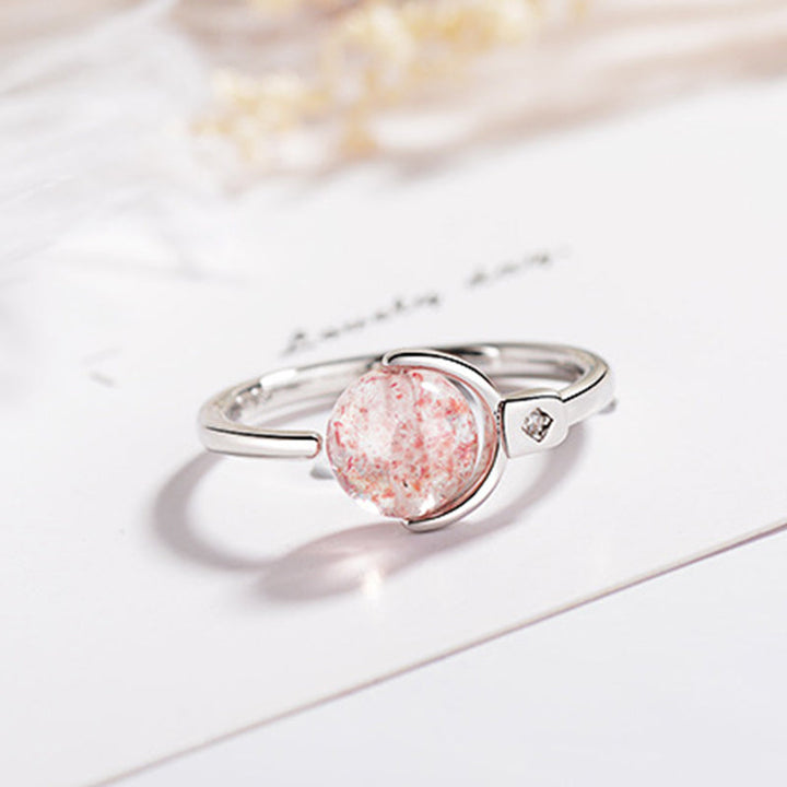 Silber Ring Rosenquarz mit rosa Quarz Stein elegant glänzend