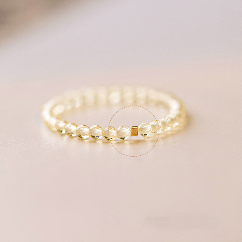 Citrin Ring für Glück und Wohlstand mit facettierten Perlen