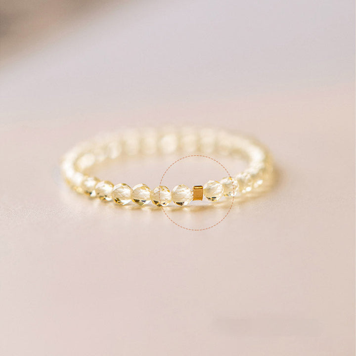 Citrin Ring für Glück und Wohlstand mit facettierten Perlen
