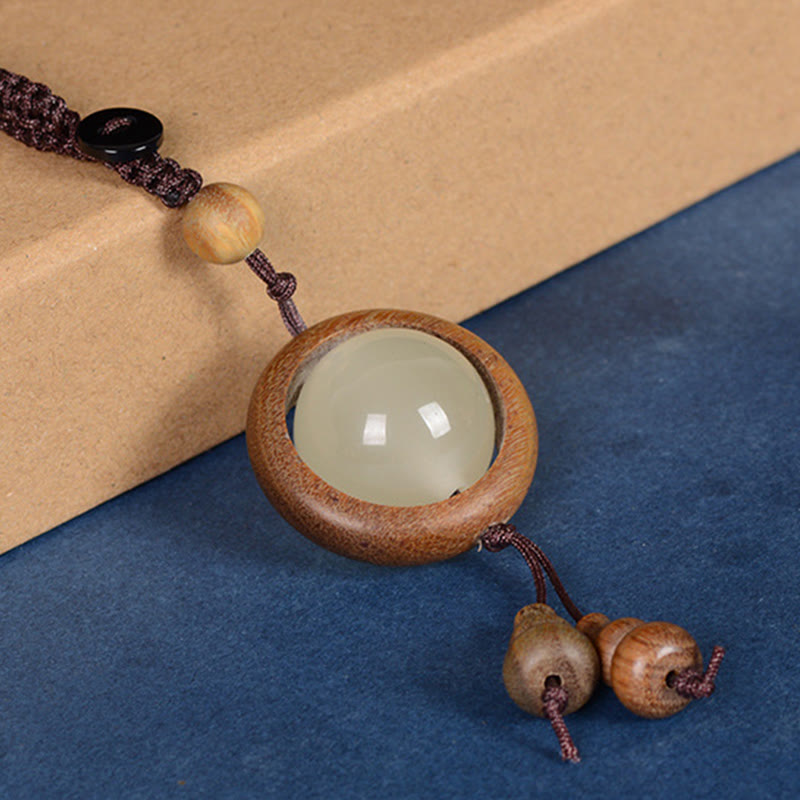 Schlüsselanhänger Sandelholz Kürbis Glück Jade Kugel spiritueller Anhänger