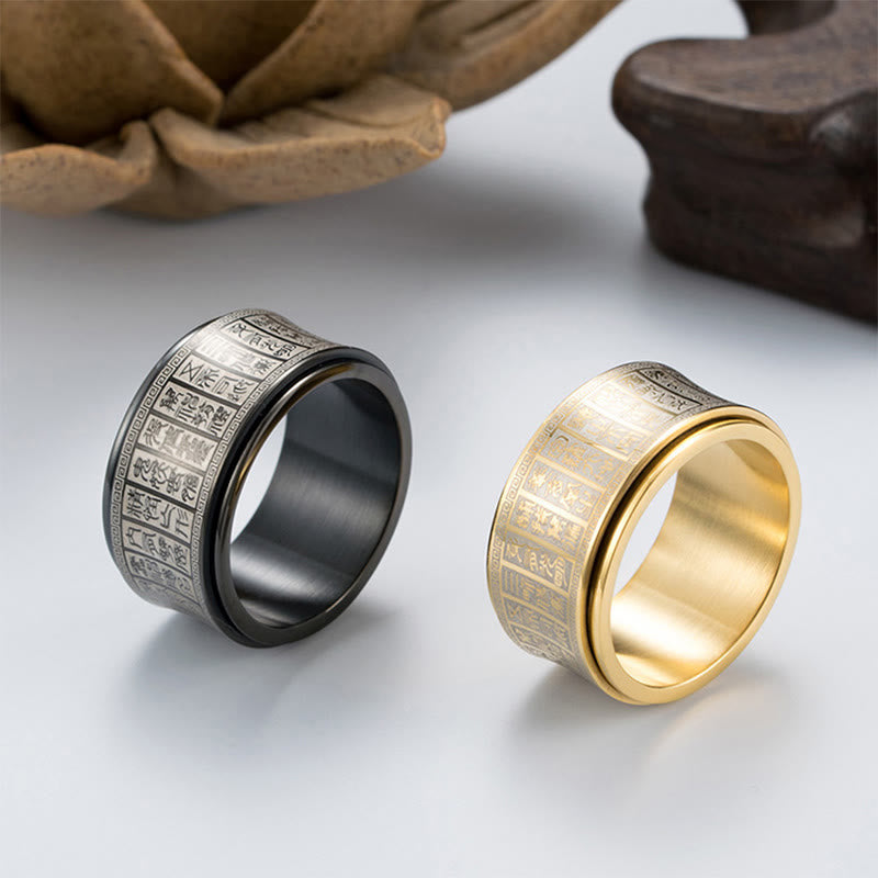 Ring Titanstahl Mantra Siegel Balance Gravur Gold Silber