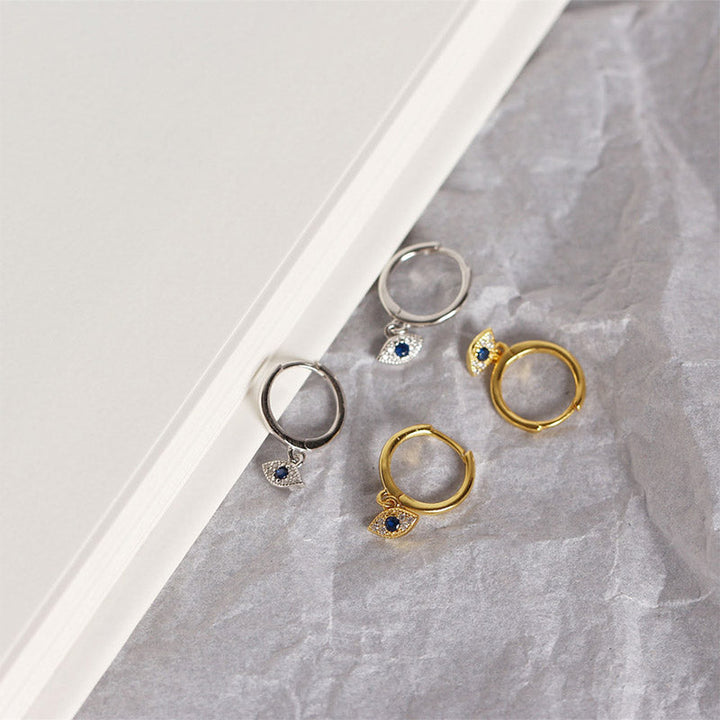 Evil Eye Ohrringe Silber Gold Creolen Schutz Segen spiritueller Schmuck