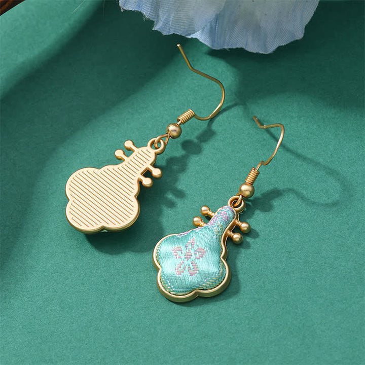 Ohrringe Song-Brokat Jade Blumen – Wohlstand goldfarben Boho Schmuck spirituell