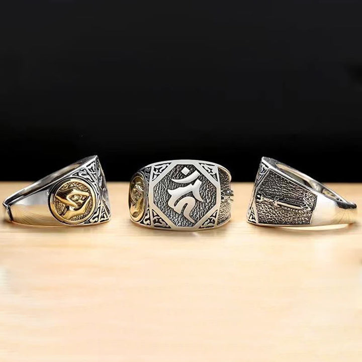 Ring 925 Silber Sanskrit-Design Schutz Fengshui Glück Meditation