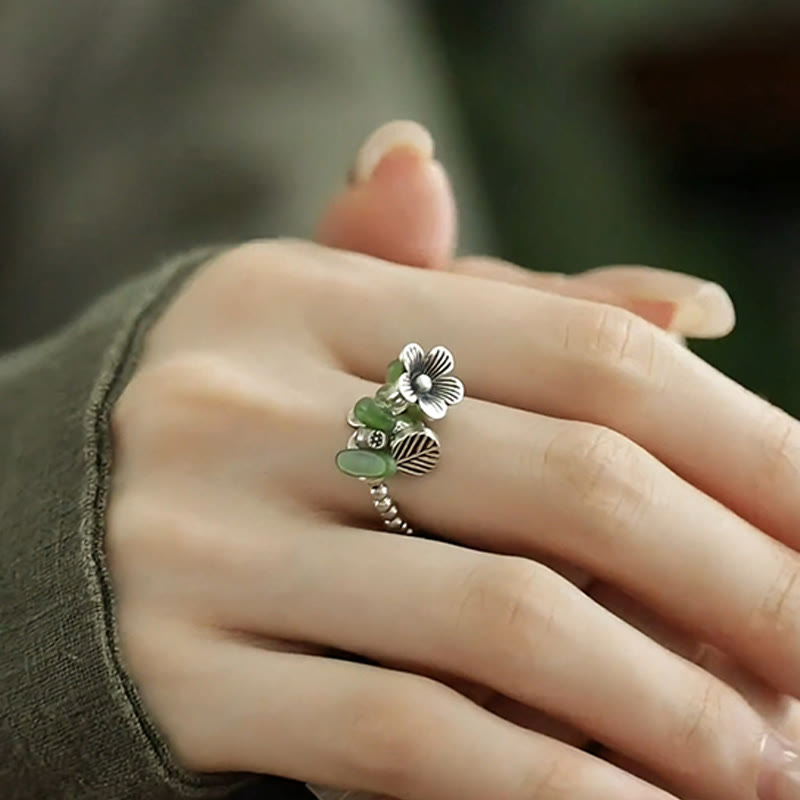 Kupfer Ring mit Blumenmuster Fengshui Glück Fingerring getragen