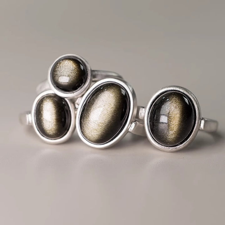 Ring 925 Silber Obsidian – Wohlstand Glück Chakra Schutz Energie
