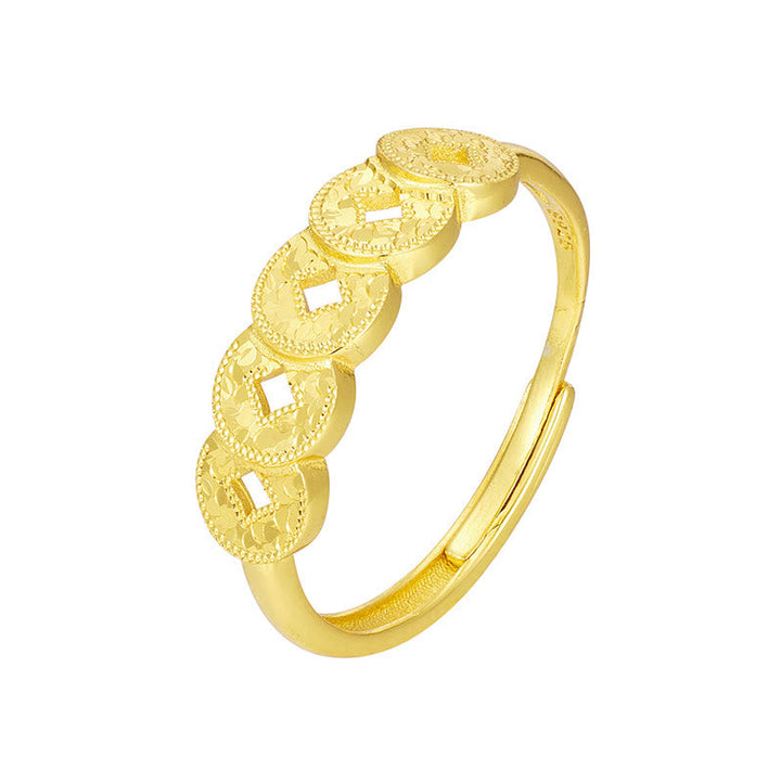 Goldener Ring 925 Silber mit Fünf Kaisermünzen für Schutz und Glück