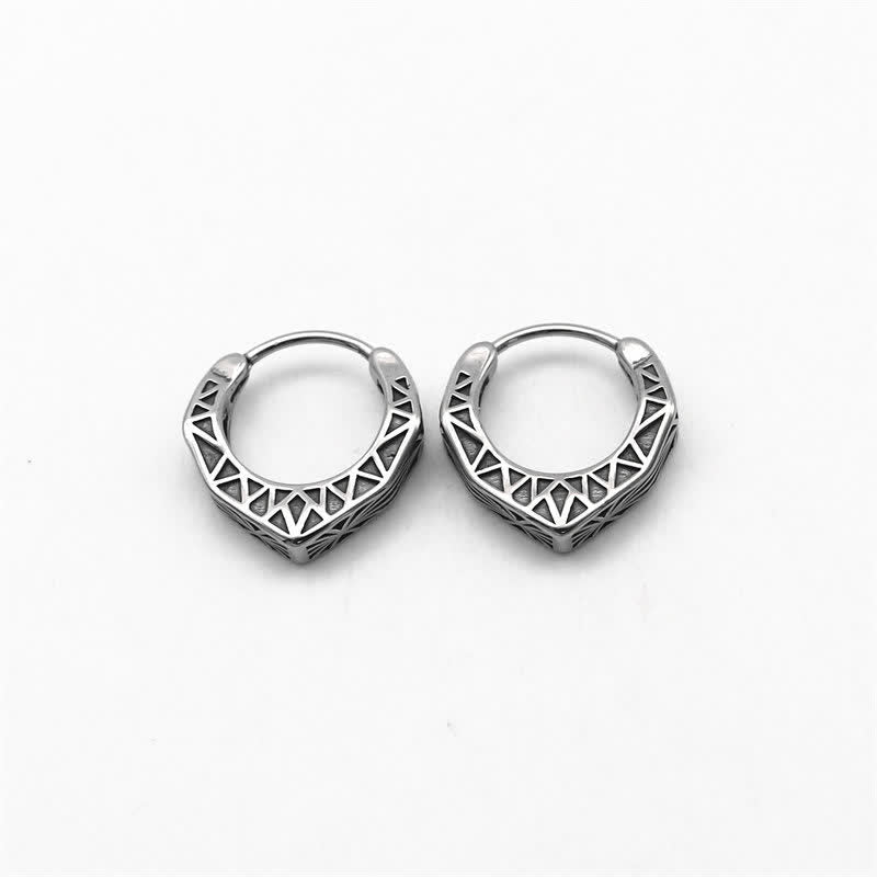 Ohrringe Titanstahl Wikinger Creolen Balance silber geometrisch Schmuck spirituell