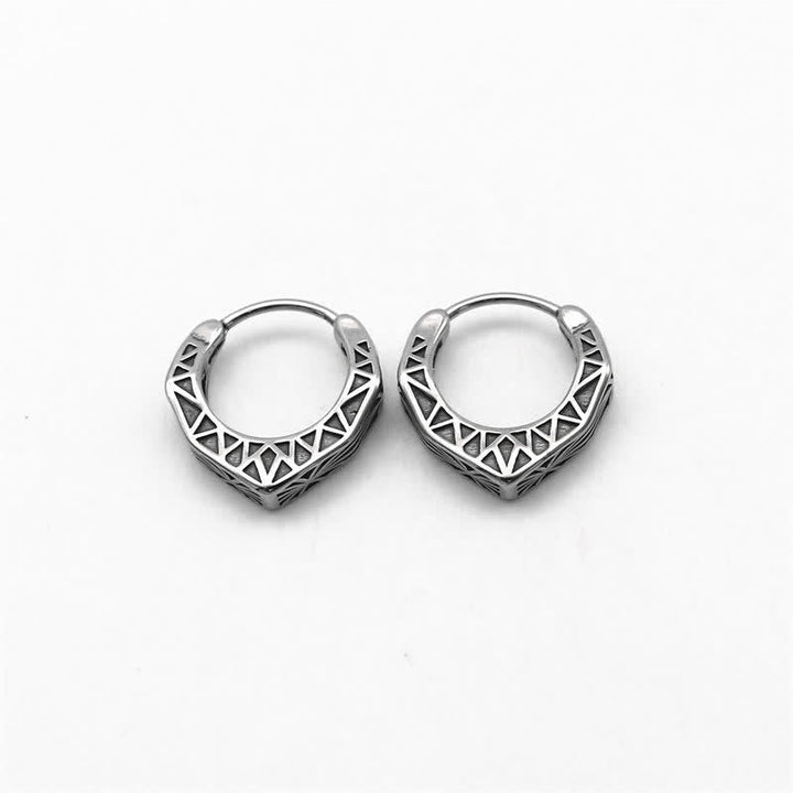 Ohrringe Titanstahl Wikinger Creolen Balance silber geometrisch Schmuck spirituell