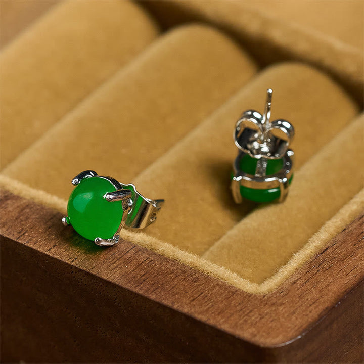 Jade Ohrringe 925 Silber Fülle grüne Ohrstecker Schmuckschatulle elegant