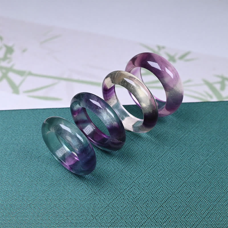 Fluorit Ring Lila Schutz Energie Heilstein Fengshui Schmuck Glück
