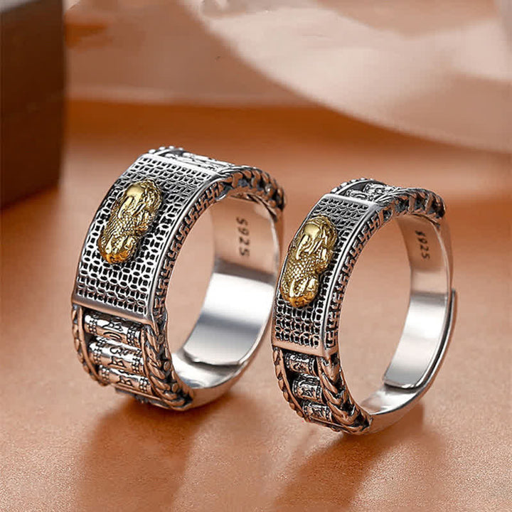 Ring Pixiu Paar Silber vergoldet Fengshui Glück Wohlstand Fingerring