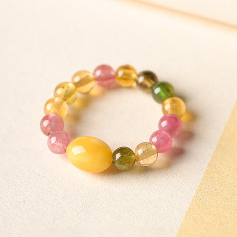 Pixiu Ring aus Turmalin Perlen Glück Liebe Fengshui Schutz Armband