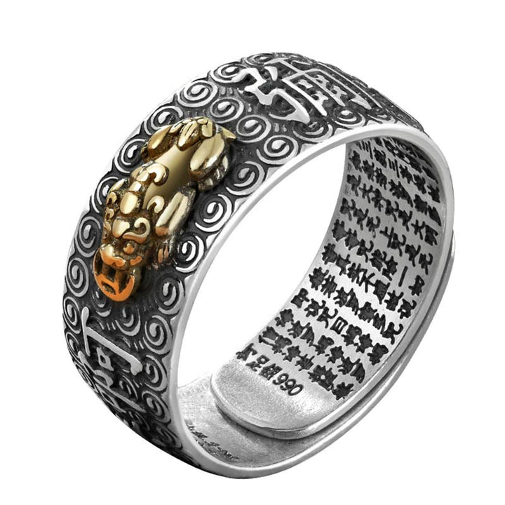 Pixiu Ring Buddha Sternzeichen Wohlstand Glück engravierter Schmuck