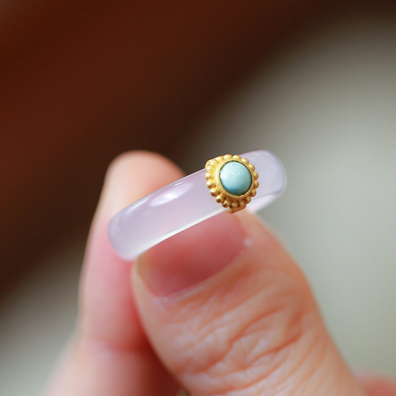 Jade Türkis Achat Ring getragen Glück Schutz Fengshui Energie